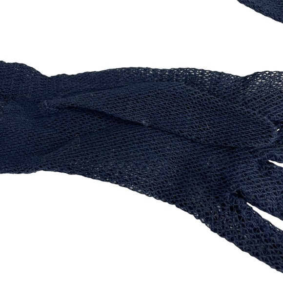 Vintage 1940s Elegant Floral Silk Mesh Dainty Small Sized Navy Blue Pink Flowers - Picture 4 of 16